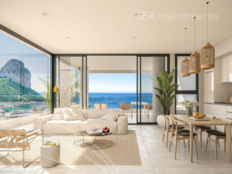 Nádherný apartmán 2+kk, s výhledem na moře, o rozloze 65 m2, Calp, Alicante, Španělsko